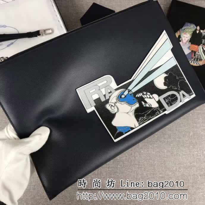 PRADA普拉達 2018最新漫畫印象系列 專櫃最新款 限量版男士手包 2NG001 DD1080